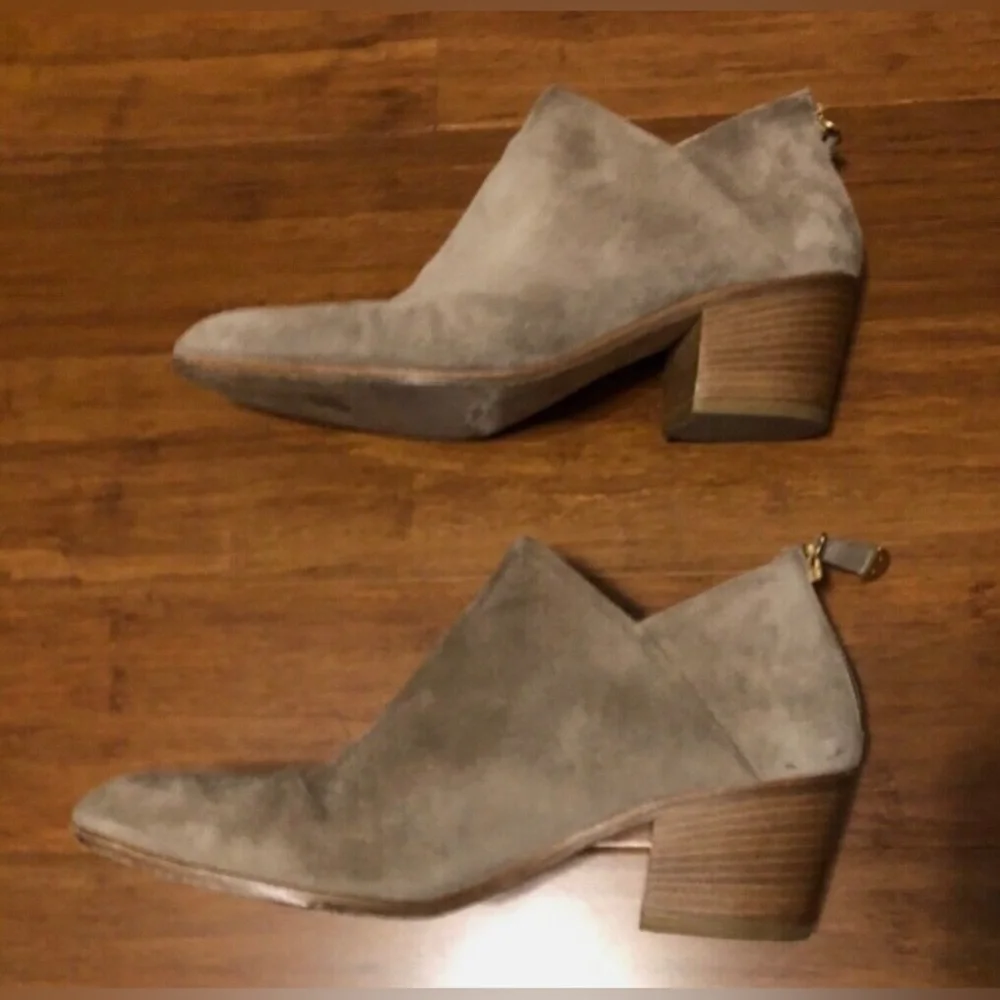 Diane Von Furstenberg Boots Size 7 Whitney Ankle Booties Taupe Suede Leather - Picture 3 of 9